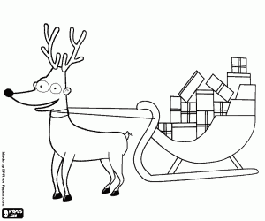 malvorlagen Weihnachten Rentiere ziehen Schlitten voller Geschenke ausmalbilder