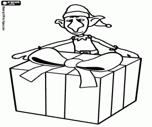 malvorlagen Weihnachts elf mit einem geschenk-box ausmalbilder