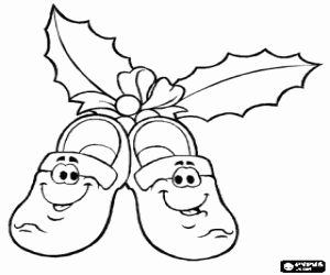 malvorlagen Weihnachts-pantoffeln mit l�chelnde gesichter ausmalbilder