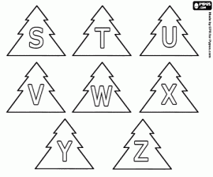 malvorlagen Weihnachtsalphabet, Gro�buchstaben S bis Z in einem Weihnachtsbaum ausmalbilder