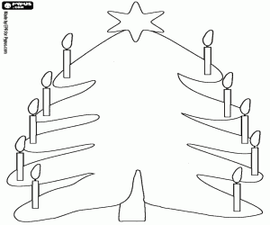 malvorlagen Weihnachtsbaum geschm�ckt mit kerzen und einem stern ausmalbilder