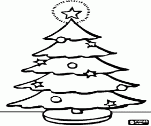 malvorlagen Weihnachtsbaum mit kugeln und sternen und leuchtet mit einer gro�en stern auf der spitze ausmalbilder
