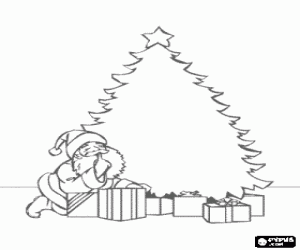 malvorlagen Weihnachtsbaum und Weihnachtsmann platzierung die geschenke ruhig ausmalbilder