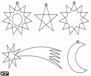 malvorlagen Weihnachtsdekorationen zum zu h�ngen, sterne, mond und der stern von Weihnachten ausmalbilder