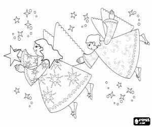 malvorlagen Weihnachtsengelen spielen mit den sternen ausmalbilder