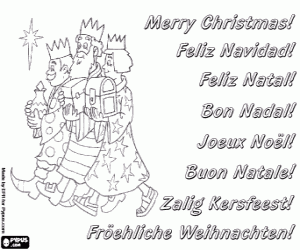 malvorlagen Weihnachtskarte mit Heilige Drei K�nige ausmalbilder