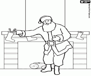 malvorlagen Weihnachtsmann  einsetzt der geschenke in die socken h�ngen vom kamin ausmalbilder