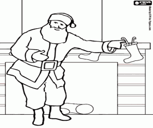 malvorlagen Weihnachtsmann oder Santa Claus geschenke umsetzung in str�mpfe h�ngen in den kamin ausmalbilder