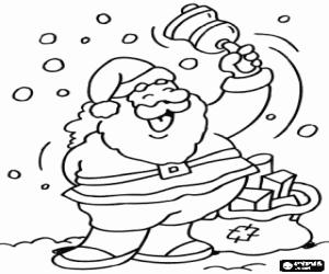 malvorlagen Weihnachtsmann oder Santa Claus lachen und mit der glocke im Schnee ausmalbilder