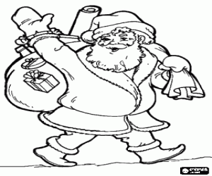 malvorlagen Weihnachtsmann winkt mit der hand und durchf�hrung der gro�en sack von geschenke ausmalbilder