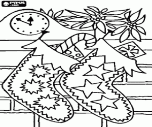 malvorlagen Weihnachtssocken mit dekoration und h�ngen an der wand die kamin ausmalbilder