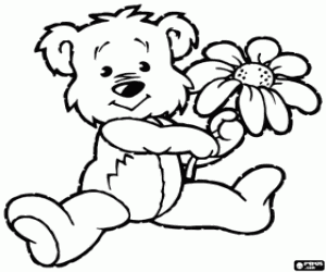 malvorlagen Wenig b�r mit einer blume ausmalbilder