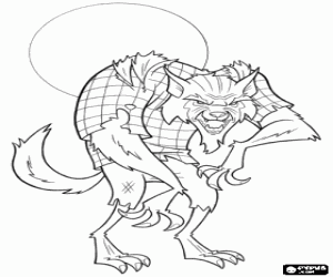 malvorlagen Werwolf  oder Wolf Mann in einer Mondnacht ausmalbilder