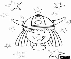 malvorlagen Wickie und die starken l�chelnd mit seinen Helm mit H�rnern und zwischen den Sternen ausmalbilder