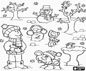 malvorlagen Winter landschaft mit kind, hund und schneemann, die alle gut gesch�tzten ausmalbilder