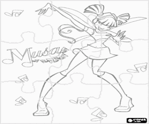 malvorlagen Winx Club puzzle, Musa, Fee der musik und ton ausmalbilder