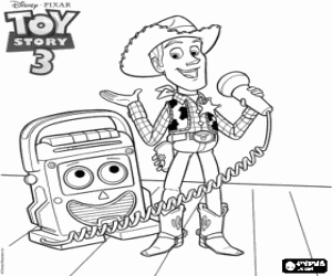 malvorlagen Woody sprechen �ber das Mikrofon an alle Spielzeuge ausmalbilder