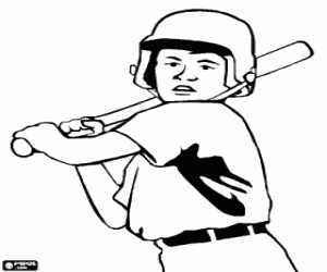 malvorlagen Young Baseball-Spieler mit seinem Helm und Schl�ger zu treffen bereit ausmalbilder