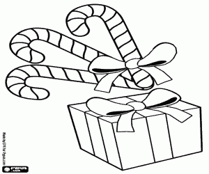 malvorlagen Zuckerstangen mit einem band und geschenk schachtel mit schleife ausmalbilder