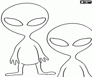malvorlagen Zwei Aliens oder Au�erirdischen mit gro�em Kopf und gro�en Augen ausmalbilder