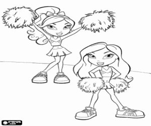 malvorlagen Zwei Cheerleader angezogen Bratz Dolls ausmalbilder