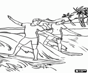 malvorlagen Zwei surfer surfen vor der k�ste ausmalbilder