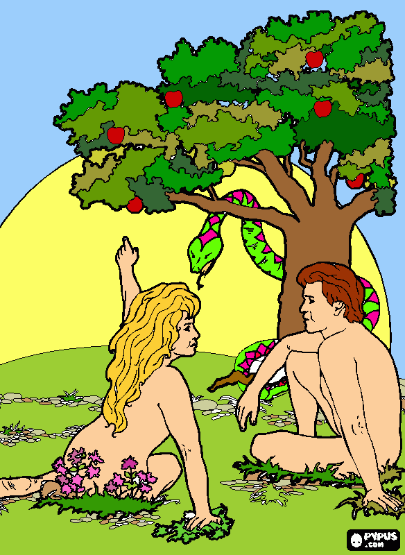 gratis malvorlagen Adam und Eva BIld