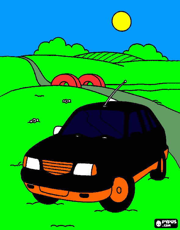 gratis malvorlagen auto orange schwarz