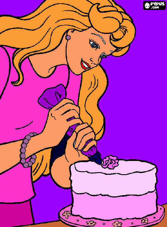 gratis malvorlagen Barbie Blonde Harre rosa Oberteil pinker Rock Lila Ohrring und armban Hintergrunt Vvolet Torte ferzirnd