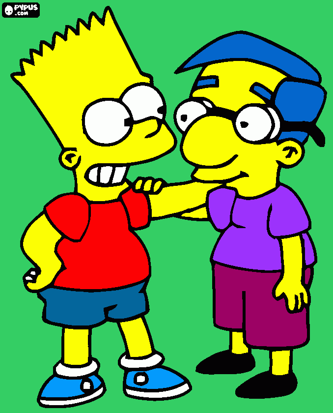 gratis malvorlagen bart simpsons und milhouse van houten sind zwei gute freunde