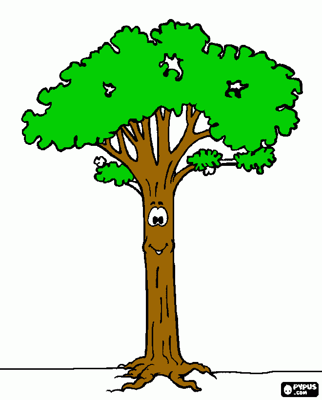 gratis malvorlagen Baum mit Gesicht