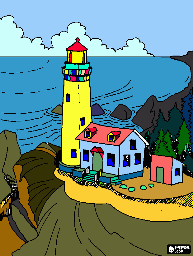 gratis malvorlagen Bild Leuchtturm 