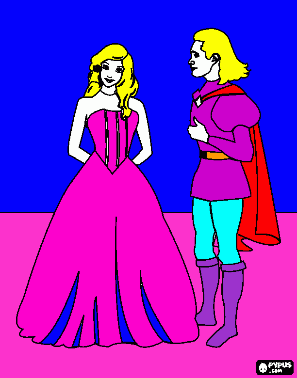 gratis malvorlagen Bild Prinzessin und Prinz