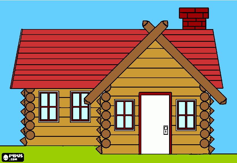 gratis malvorlagen Blockhaus