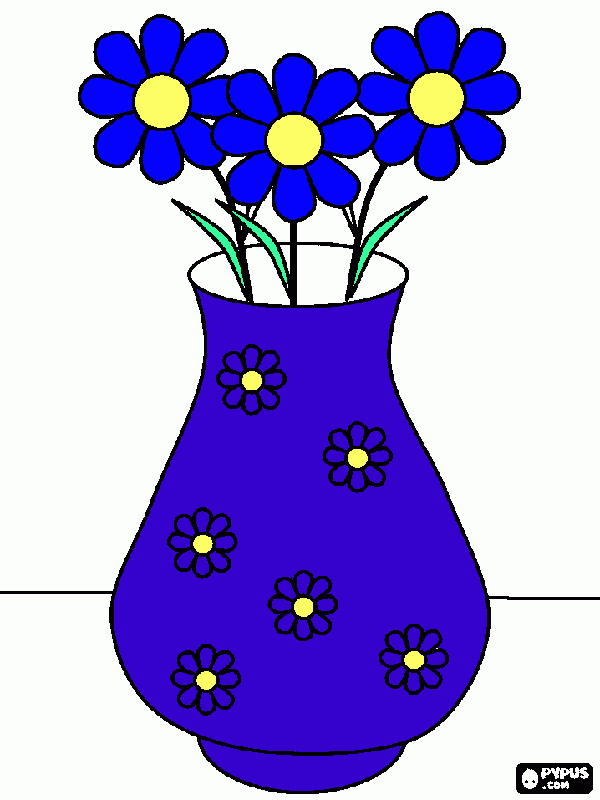 gratis malvorlagen Blumen in Vase