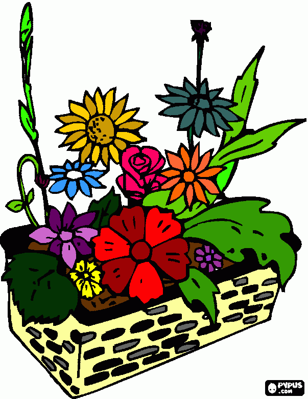 gratis malvorlagen Blumenkasten
