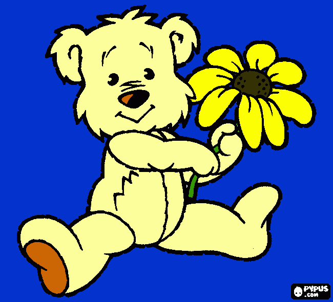 gratis malvorlagen Bär mit Blume