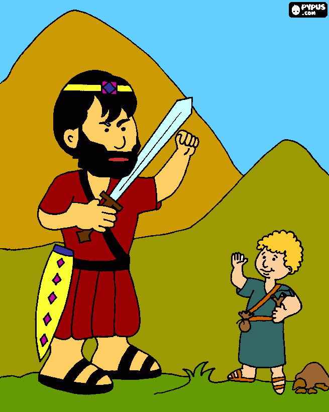 gratis malvorlagen David und Goliath