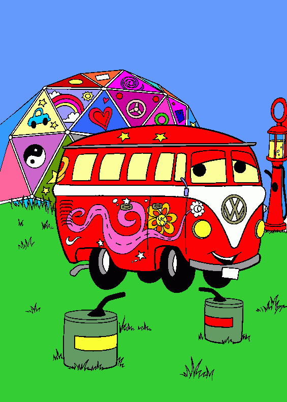 gratis malvorlagen Dein Hippie Buss ...