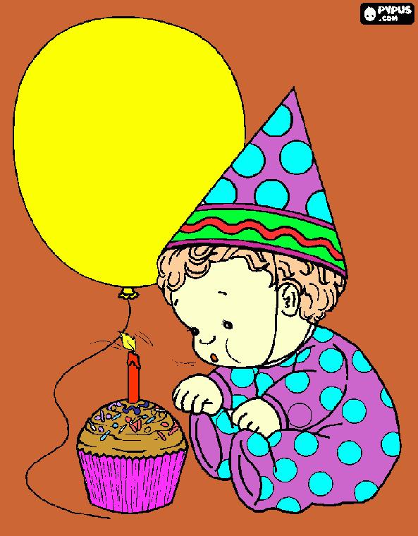 gratis malvorlagen der erste geburtstag ,baby ausblasen
