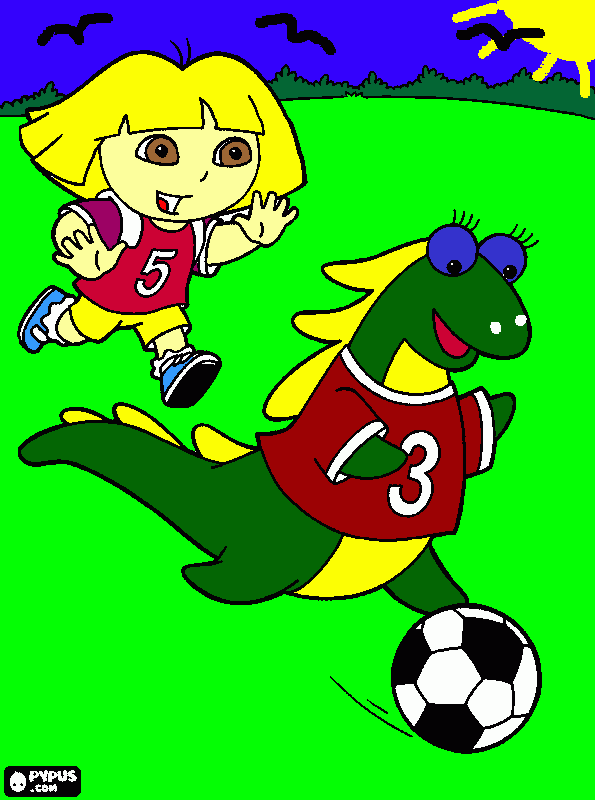gratis malvorlagen Dino-Fußballbild