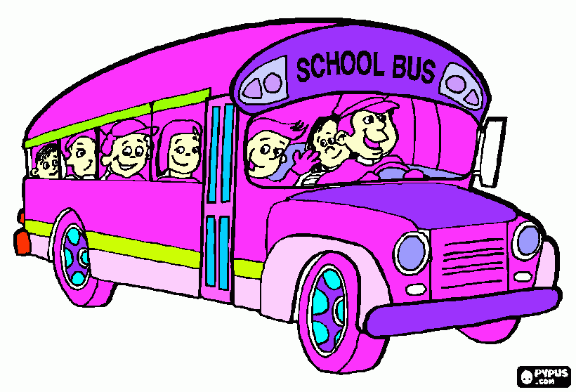 gratis malvorlagen Ein  pinker  Bus  mit  pinken  Reifen  