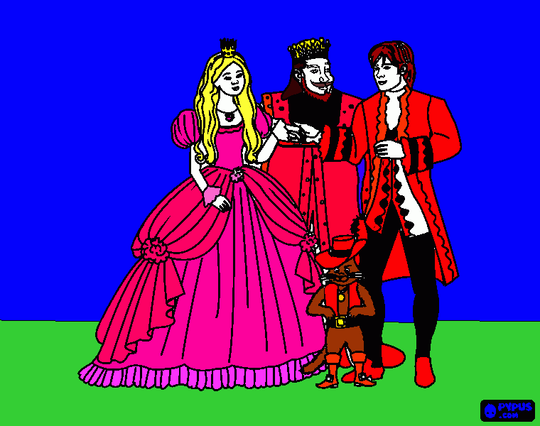 gratis malvorlagen Eine Prinzessin,Prinz,Kaze,Könisch