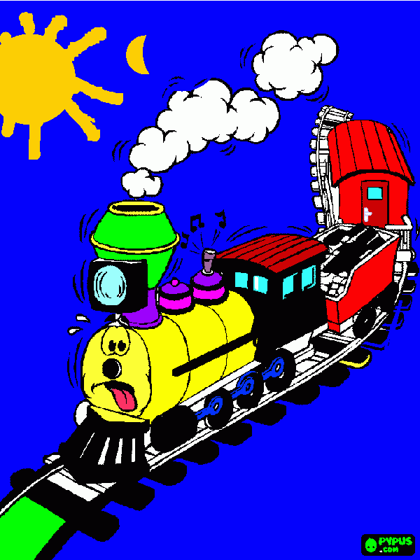 gratis malvorlagen Eisenbahn mit Rauch