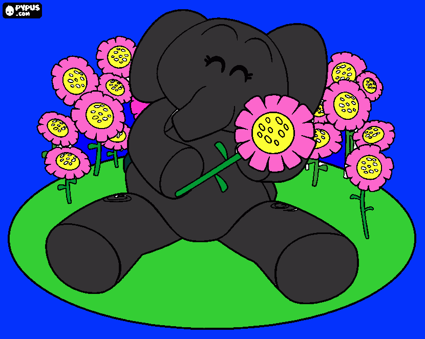 gratis malvorlagen Elefant mit blumen