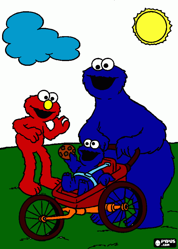 gratis malvorlagen Elmo und Krümelmonster