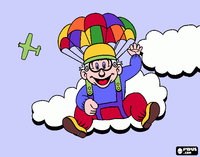 gratis malvorlagen Fallschirm cartoon