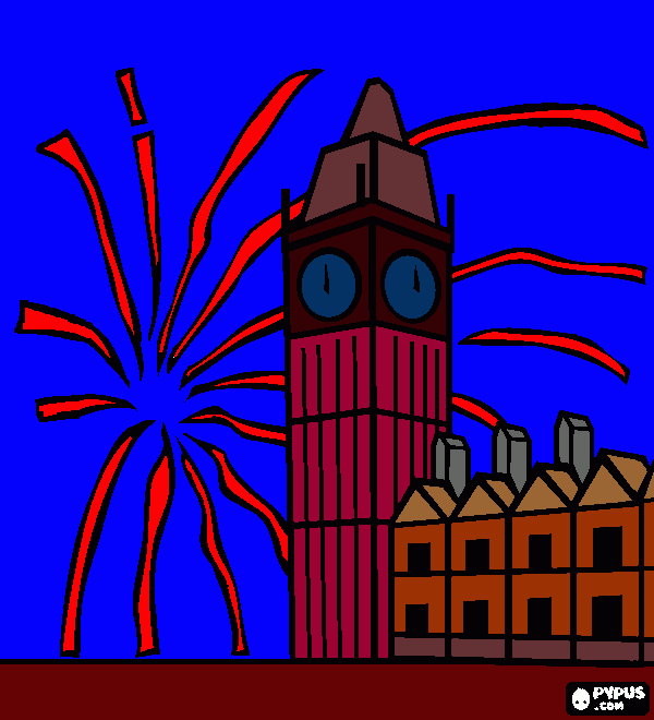 gratis malvorlagen Feuerwerk in London
