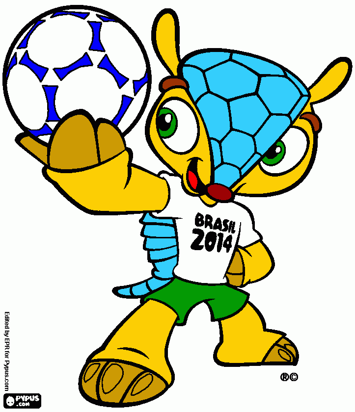 gratis malvorlagen fuleco, das maskottchen der wm 2014.