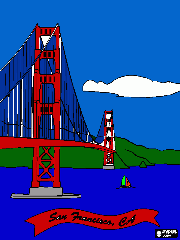 gratis malvorlagen Golden Gate Bridge